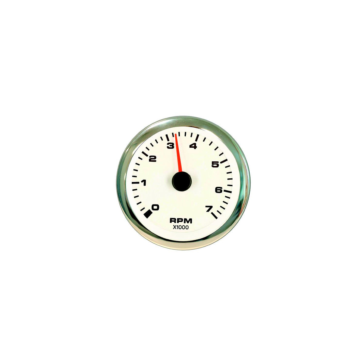 Sierra 62561P White Premier Pro Series 3" Stainless Steel Outboard & 4 Stroke Gas Engine 0-7,000 RPM Dial Range Tachometer Gauge with Outboard Alternator or Coil Sender Code