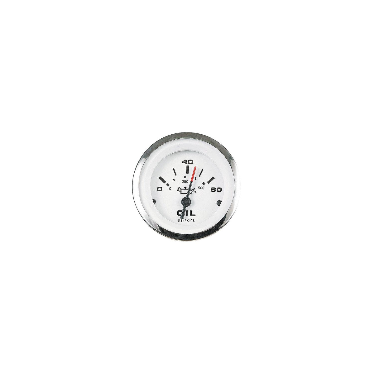 Sierra 65501P Lido Series 3" White & Stainless Steel 0-80 PSI Dial Range Oil Pressure Gauge with IA 15001-Single/IA15003 Dual Station Sender Code