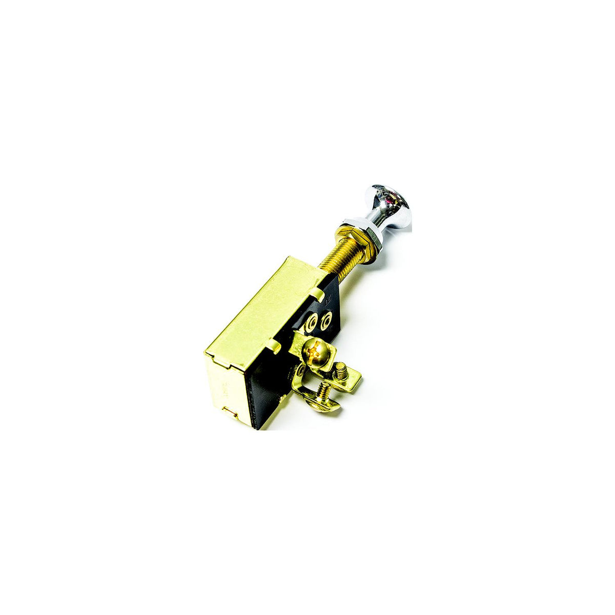 Sierra MP39640 On/Off/On SPDT 3 Screw Terminal Heavy Duty Push Pull Switch | Chrome & Brass Knob