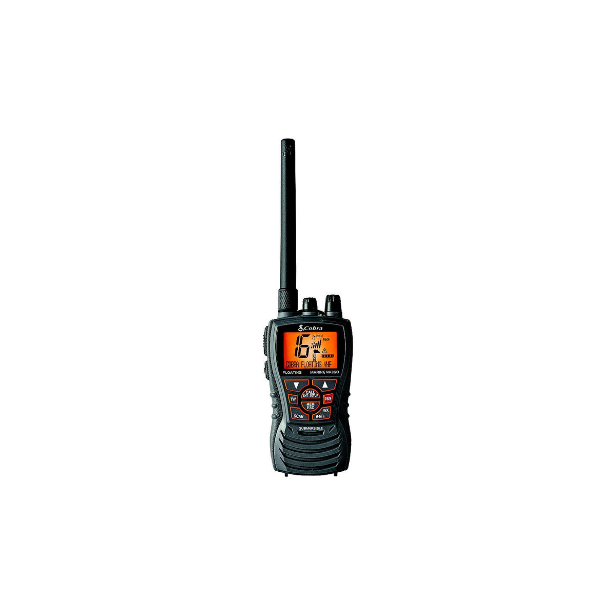 Cobra MRHH350FLT 6 Watt Floating Handheld VHF Marine Radio, Black