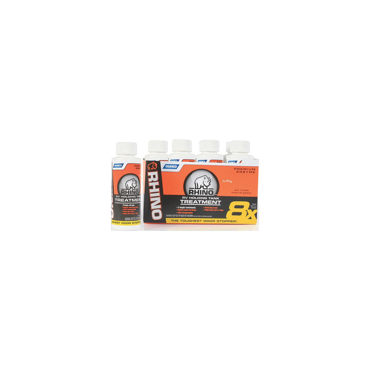 Camco Rhino Enzyme RV Holding Tank Treatment, 4 oz., 8/pk