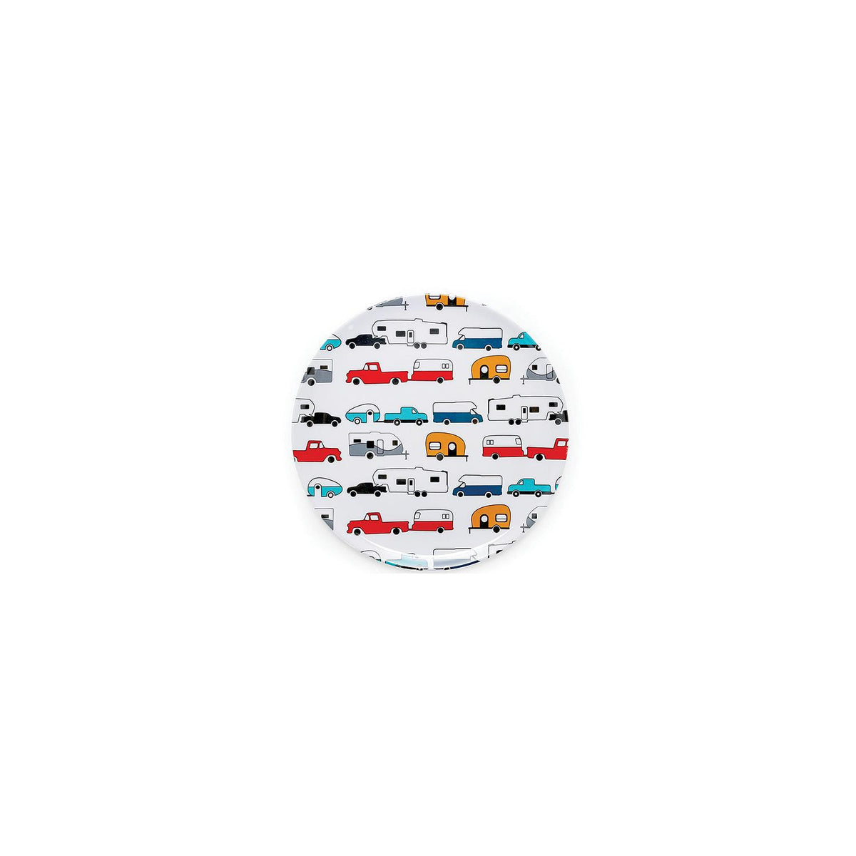 Camco 53224 Melamine Dishware, Multi-color RV & Truck Pattern, 9-3/4" Dinner Plate