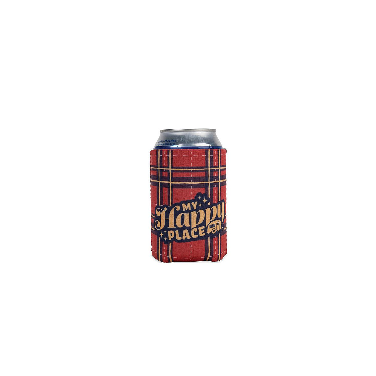 Camco 53479 Life Is Better At The Campsite Can Holder, Red Plaid, Happy Place