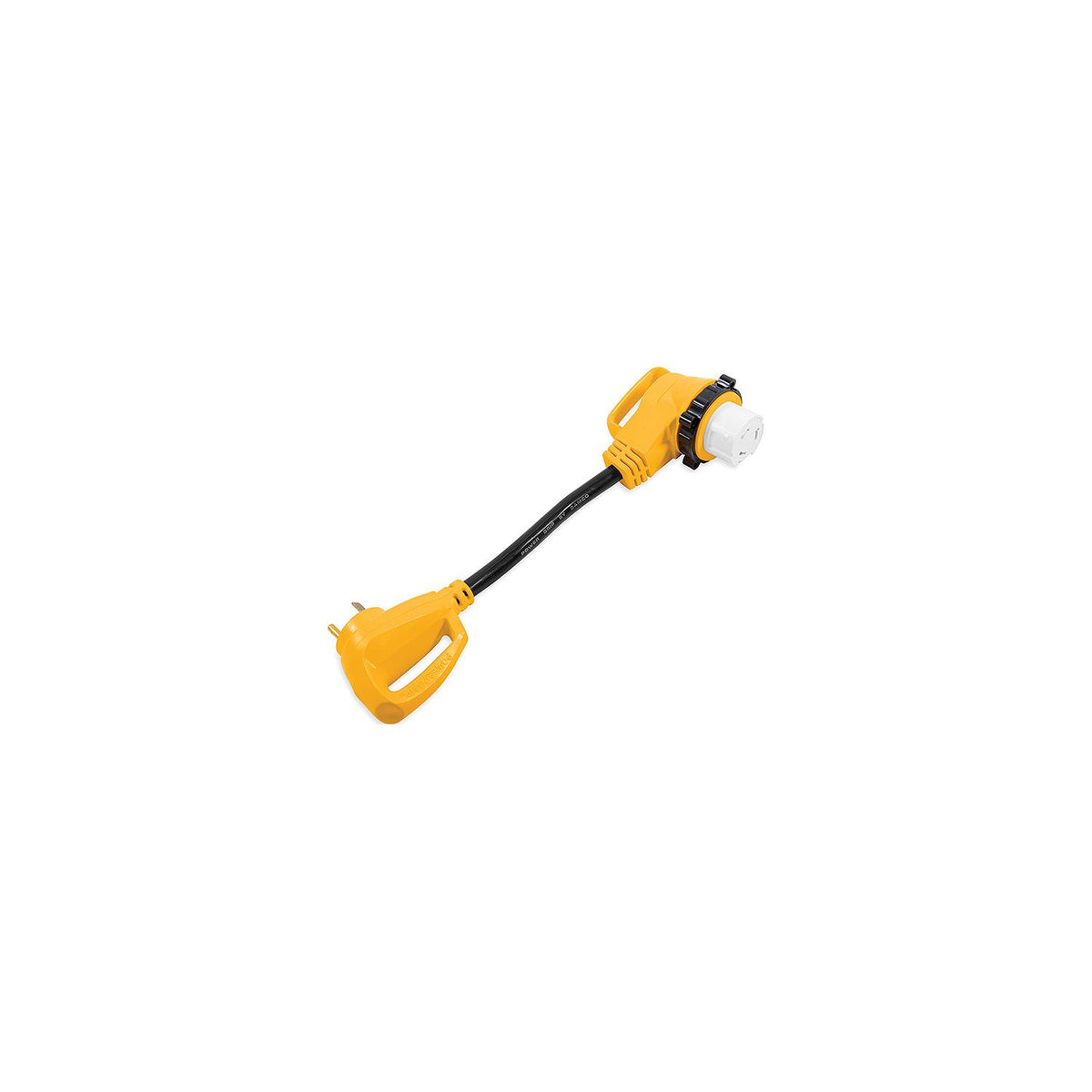 Camco 55582 90 Powergrip Locking Adapter, 18", 50A Female Locking / 30A Male Std