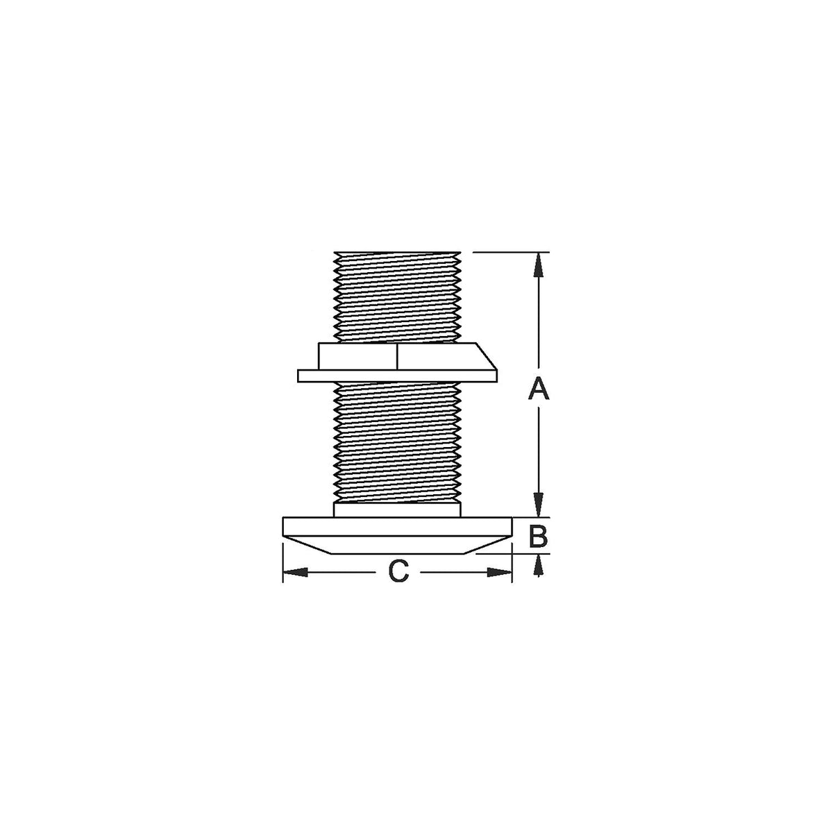 Groco Stainless Steel Thru-Hull Fitting, 1-1/2"