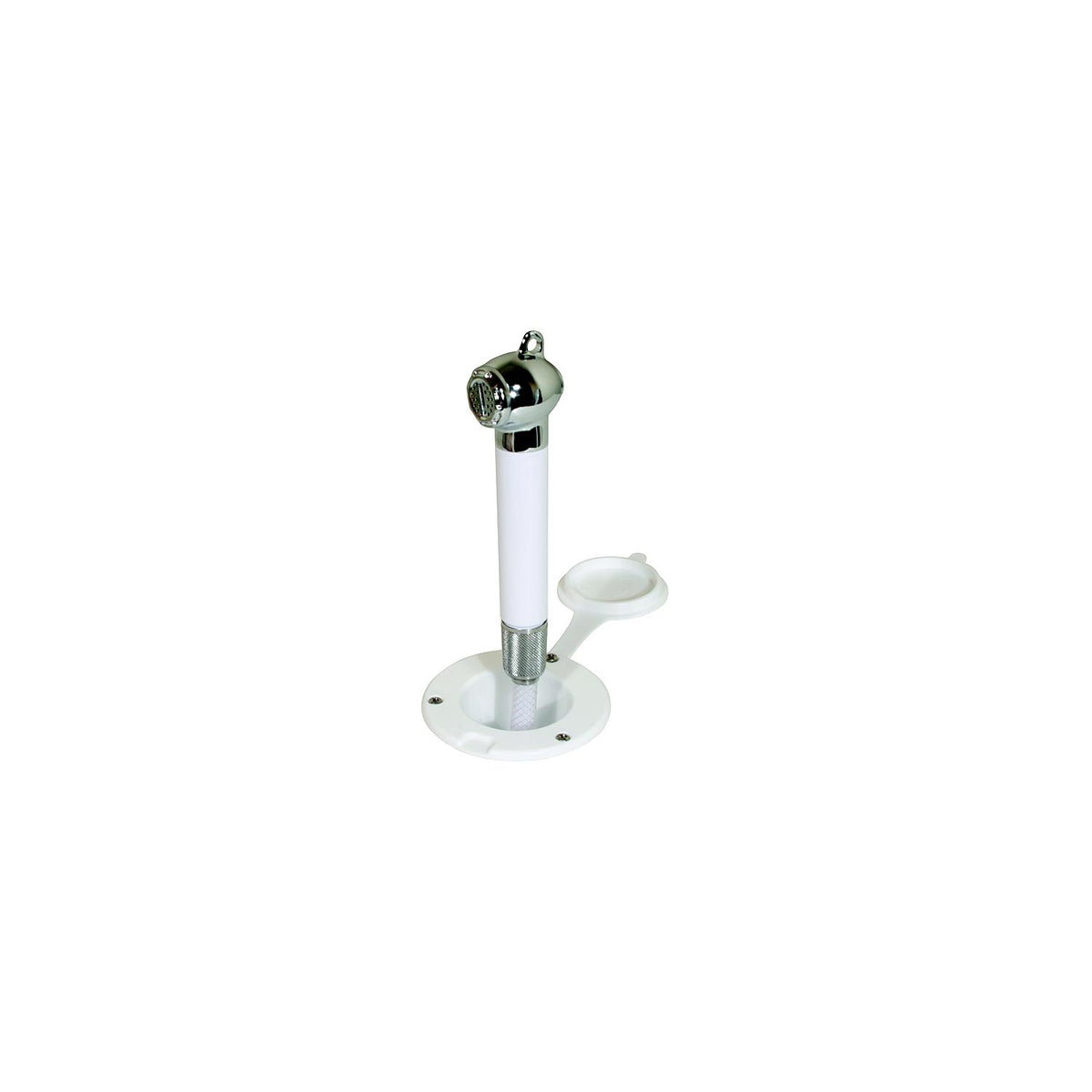 Scandvik 10298 Recessed Transom Shower White With 13' Nylon Hose, Horizontal Mount Only