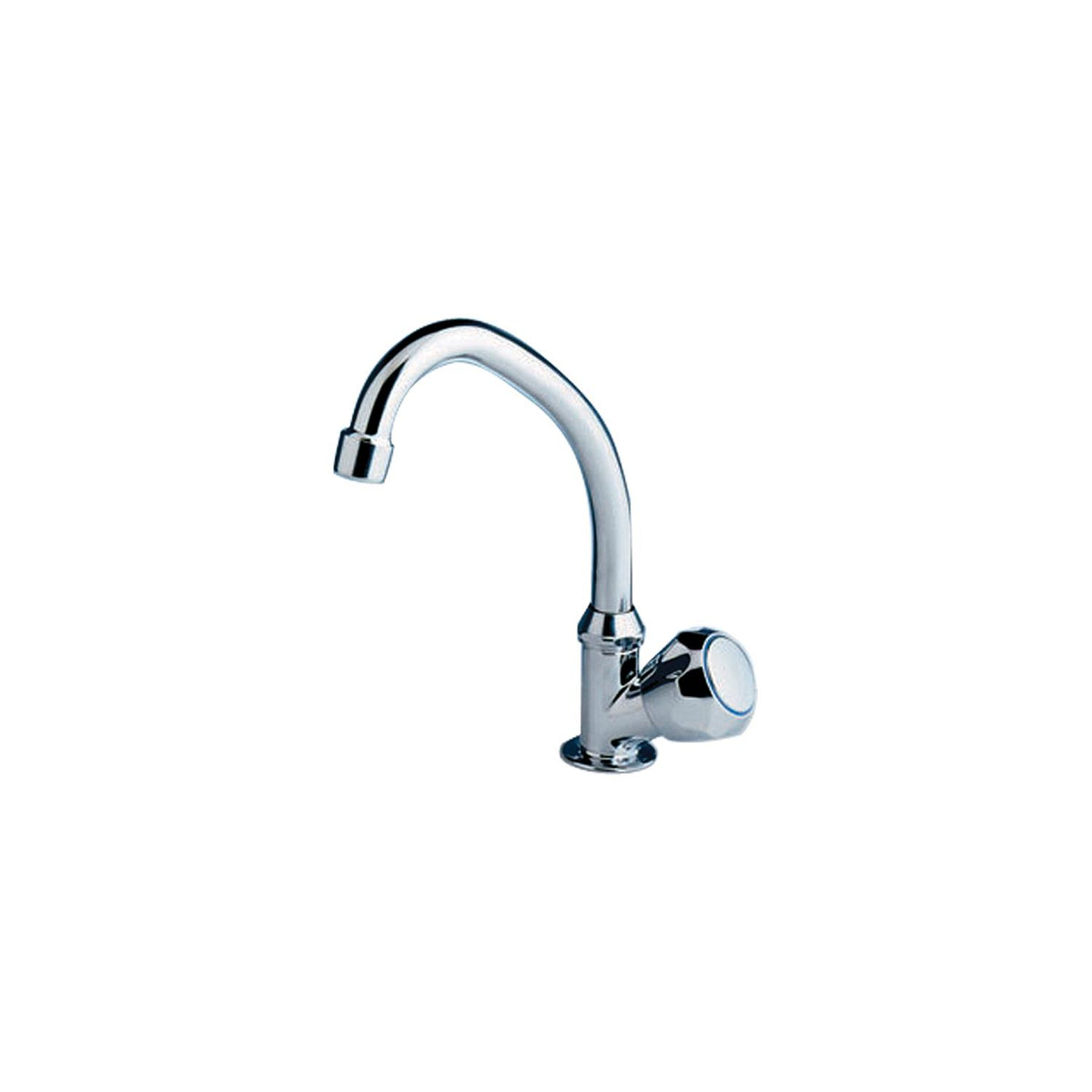 Scandvik 10172 Chrome Plated Brass Standard Cold Water Tap With Swivel Spout and Standard Knob