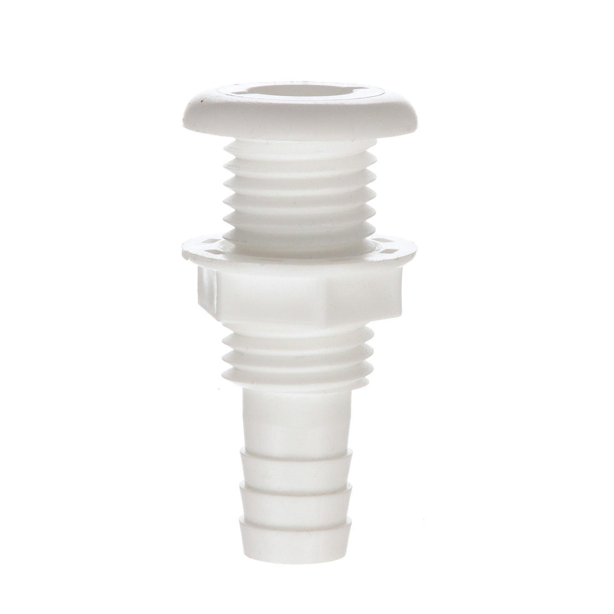 3/4" White Plastic Thru-Hull w/Broad Flange