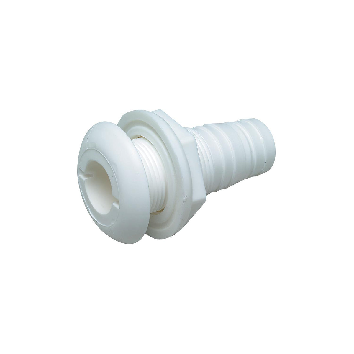 1-1/8" White Plastic Thru-Hull w/Broad Flange