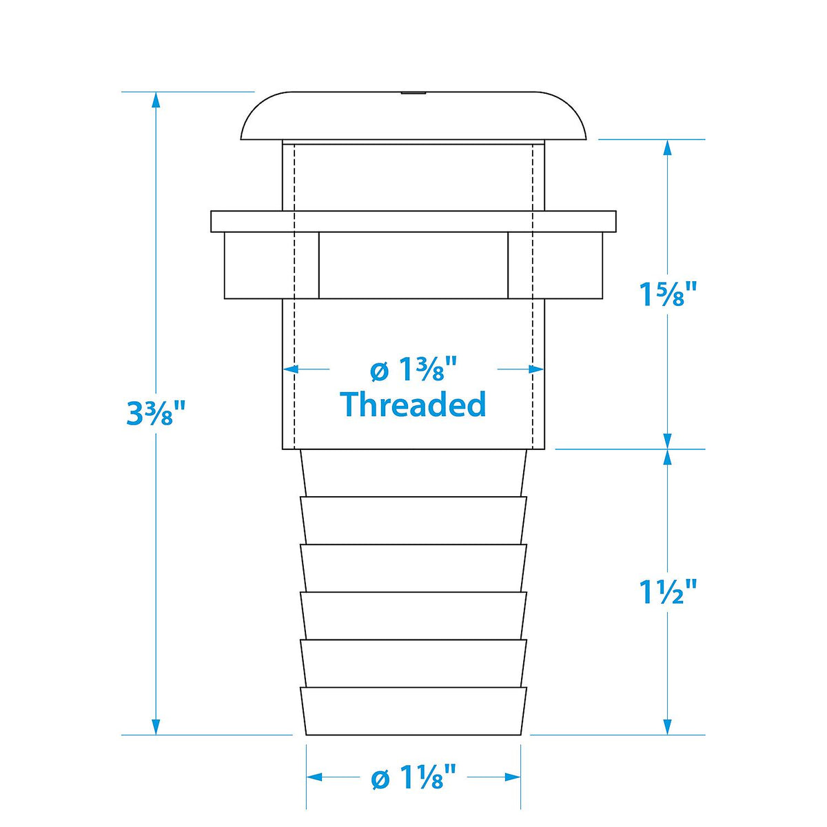 Seachoice Plastic Thru-Hull With Broad Flange