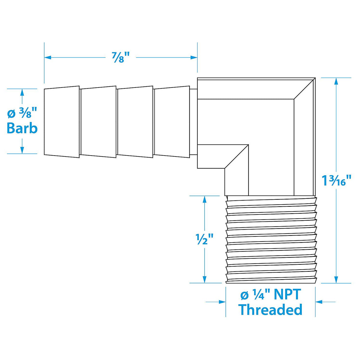 Seachoice 20851 90 Degree Brass Fuel Elbow