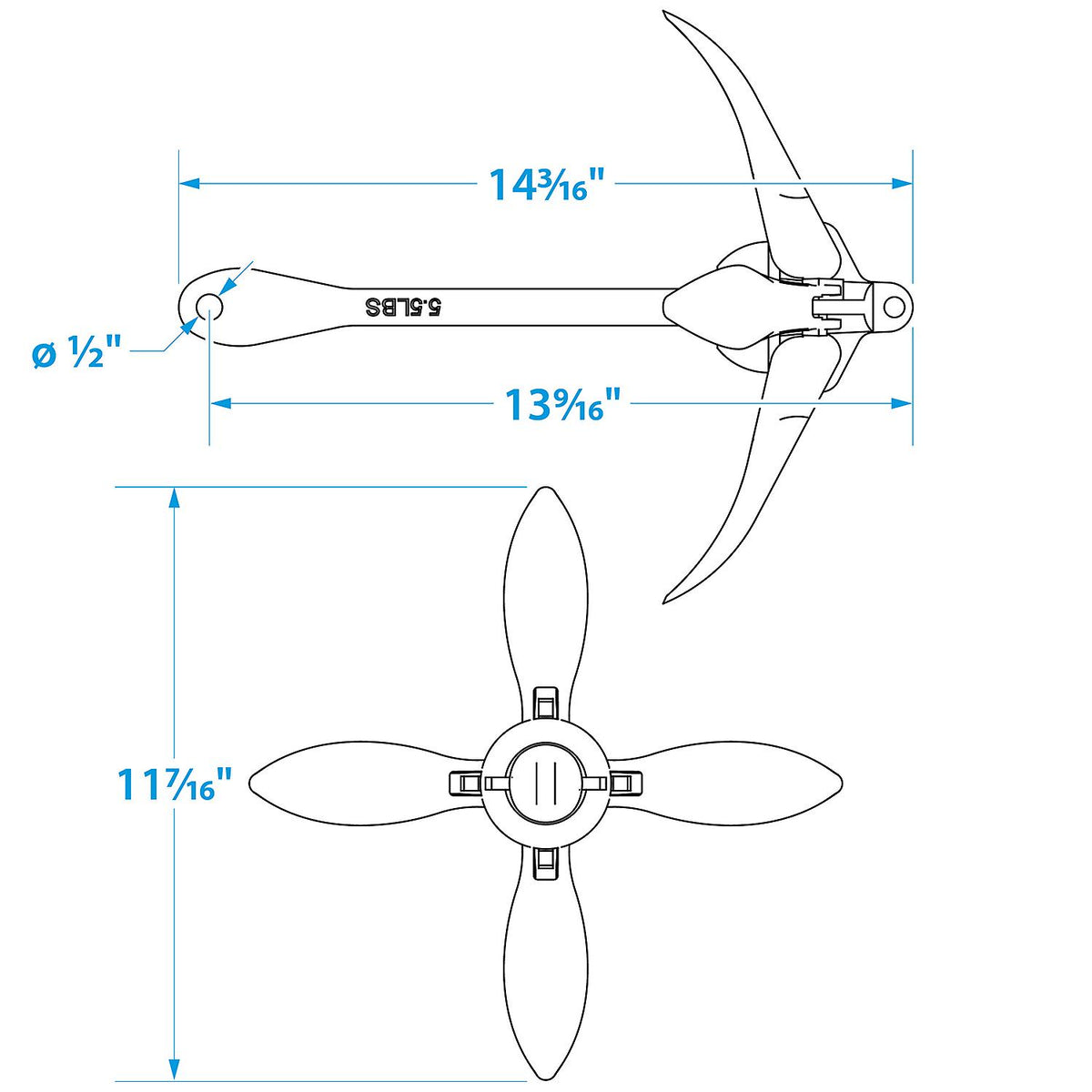 Seachoice 41010 Galvanized Folding Grapnel Anchor, 5-1/2 lbs.