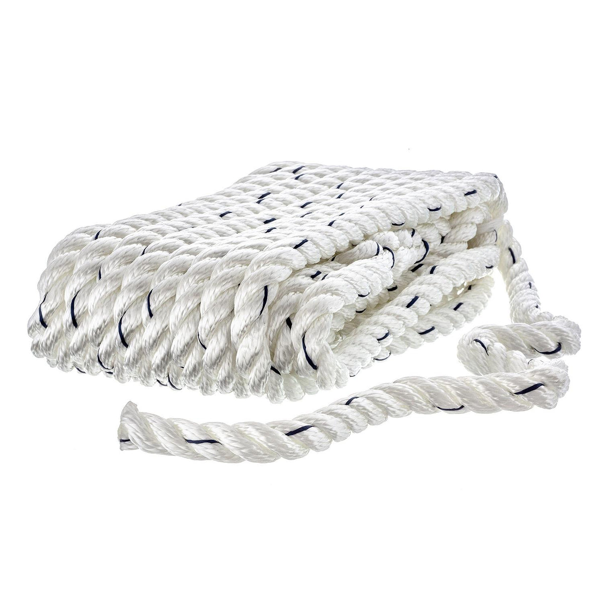 Seachoice Premium 3 Strand Twisted Nylon Dock Line - White With Blue Tracer