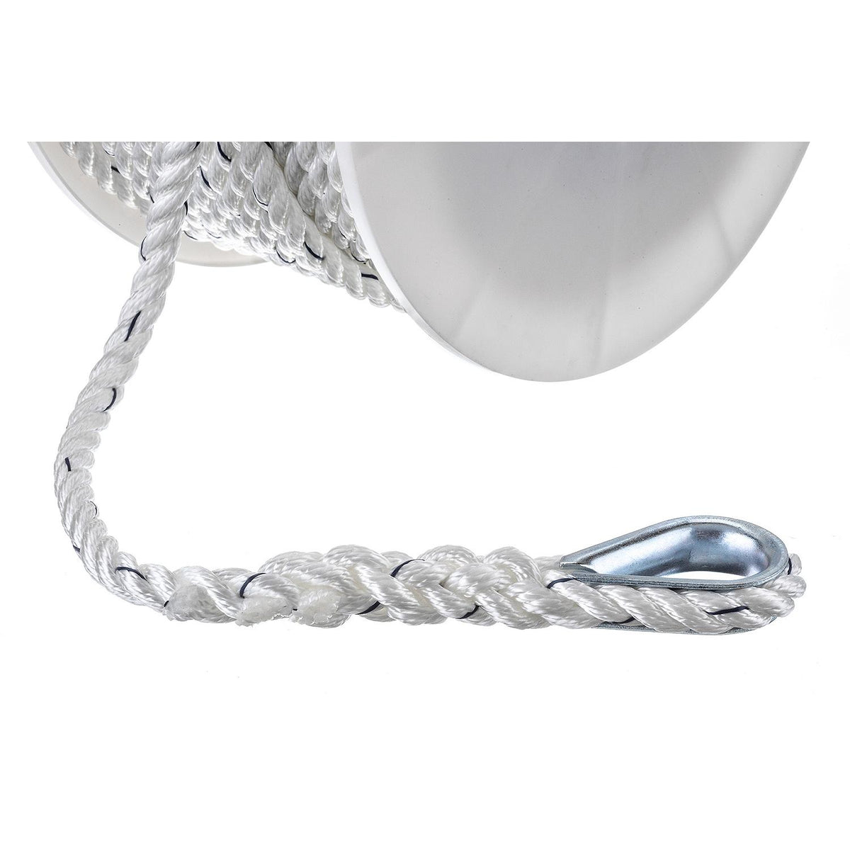 Premium 3-Strand Twisted Nylon Anchor Line
White With Blue Tracer, 1/2" x 150'