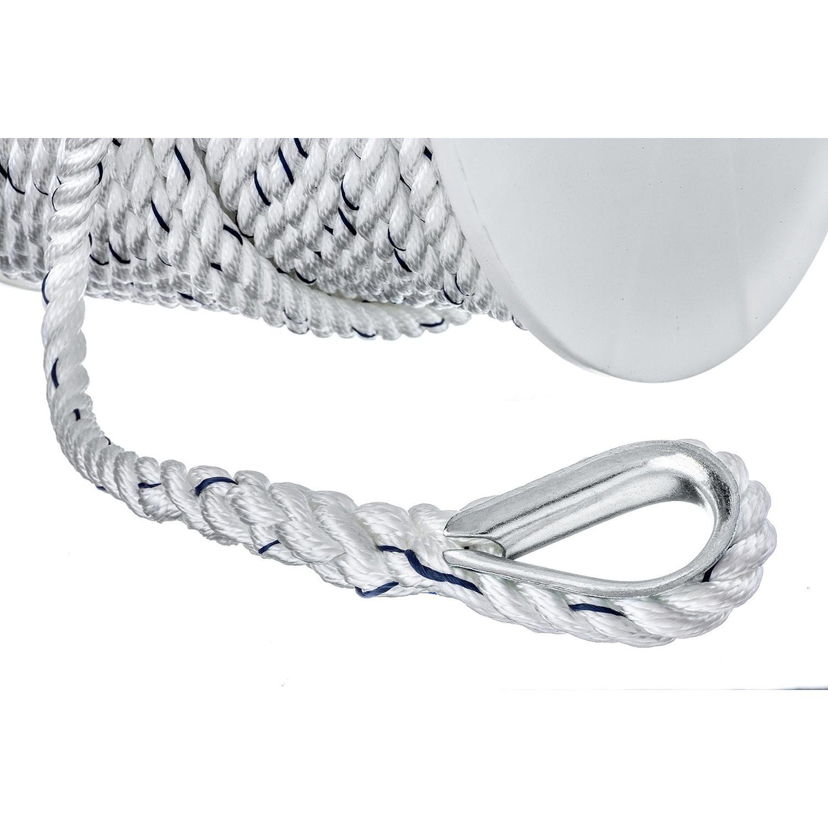 Premium 3-Strand Twisted Nylon Anchor Line
White With Blue Tracer, 1/2" x 250'