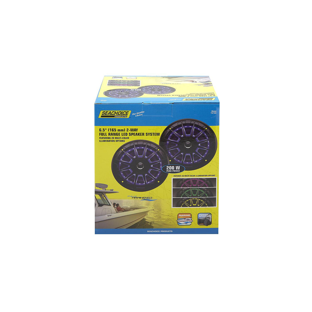 Seachoice 72108 6-1/2" 2-Way Full Range Speakers with LED Lights