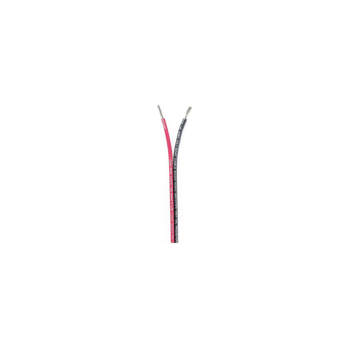 Ancor 153110 Marine Grade Tinned Copper White Flat Signal Cable, 16/2 AWG, 100', Black/Red