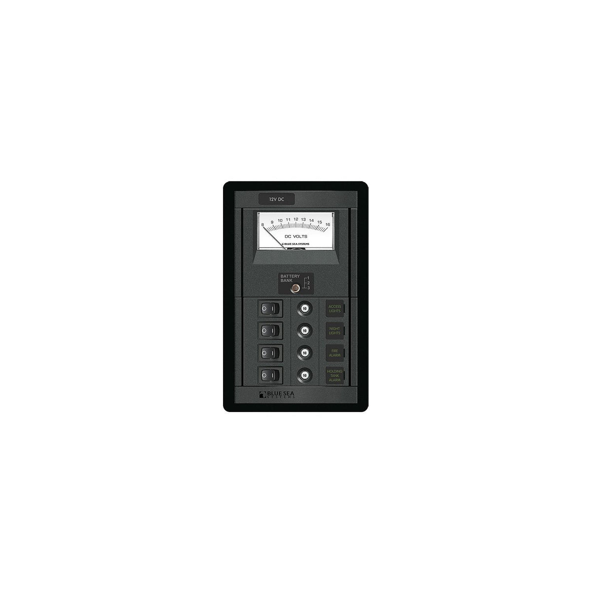 Blue Sea Systems 1459 4 Position Switch CLB + Meter Vertical Panel