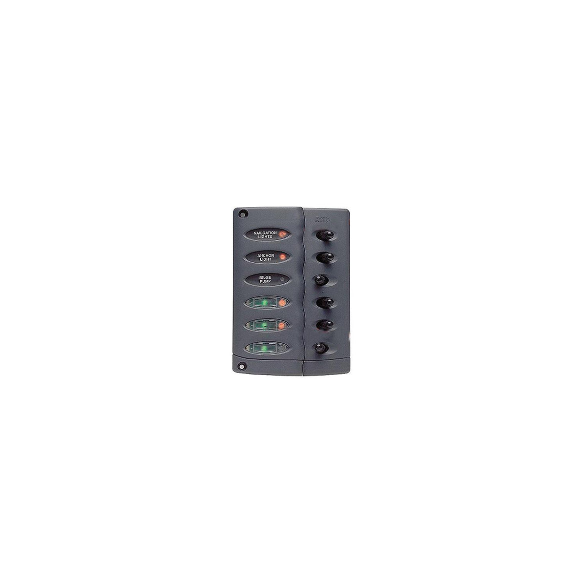 Marinco Contour Switch Panel Includes 6 Switches and 3 Inline Fuse Holders