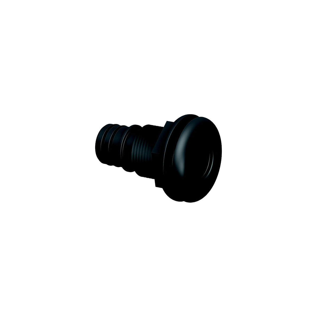 Flow-Rite MA043QLB Qwik-Lok Thru-Hull Fitting, 1-1/8", Black, Straight Threaded (internal), Flanged