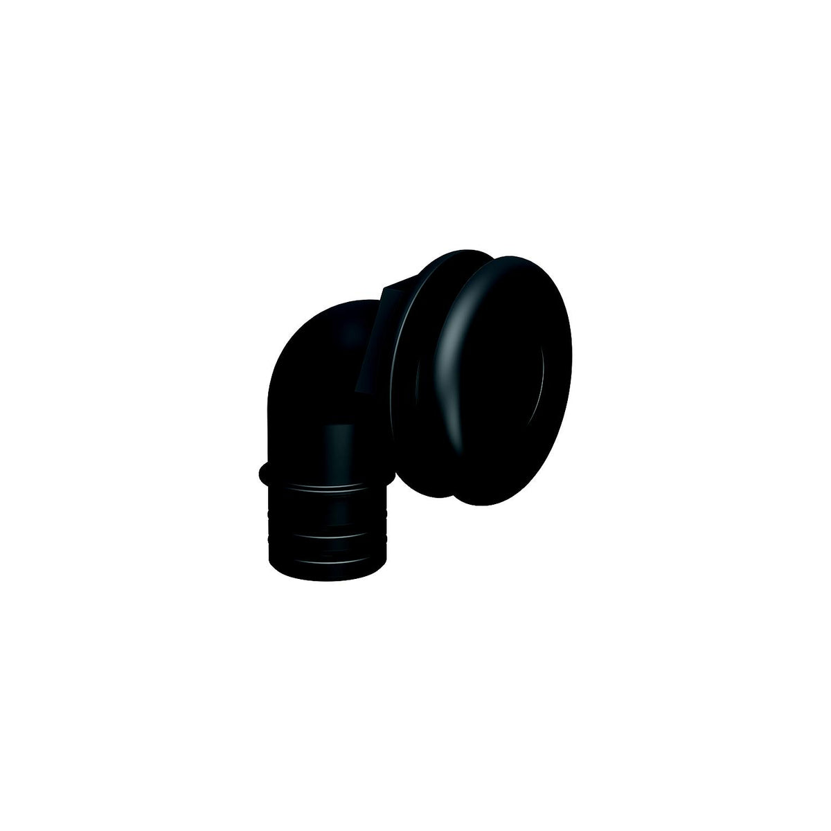 Flow-Rite MA044QLB Qwik-Lok Thru-Hull Fitting, 1-1/8", Black, Elbow Threaded (internal), Flanged