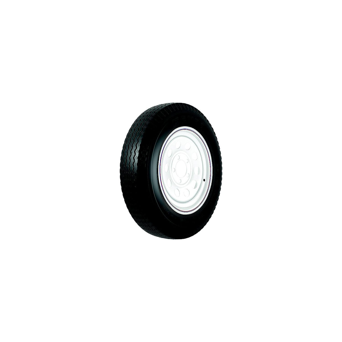 Loadstar Bias Tire and Wheel (Rim) Assembly K353 530-12 5 Hole 6 Ply, White With Stripe, Modular