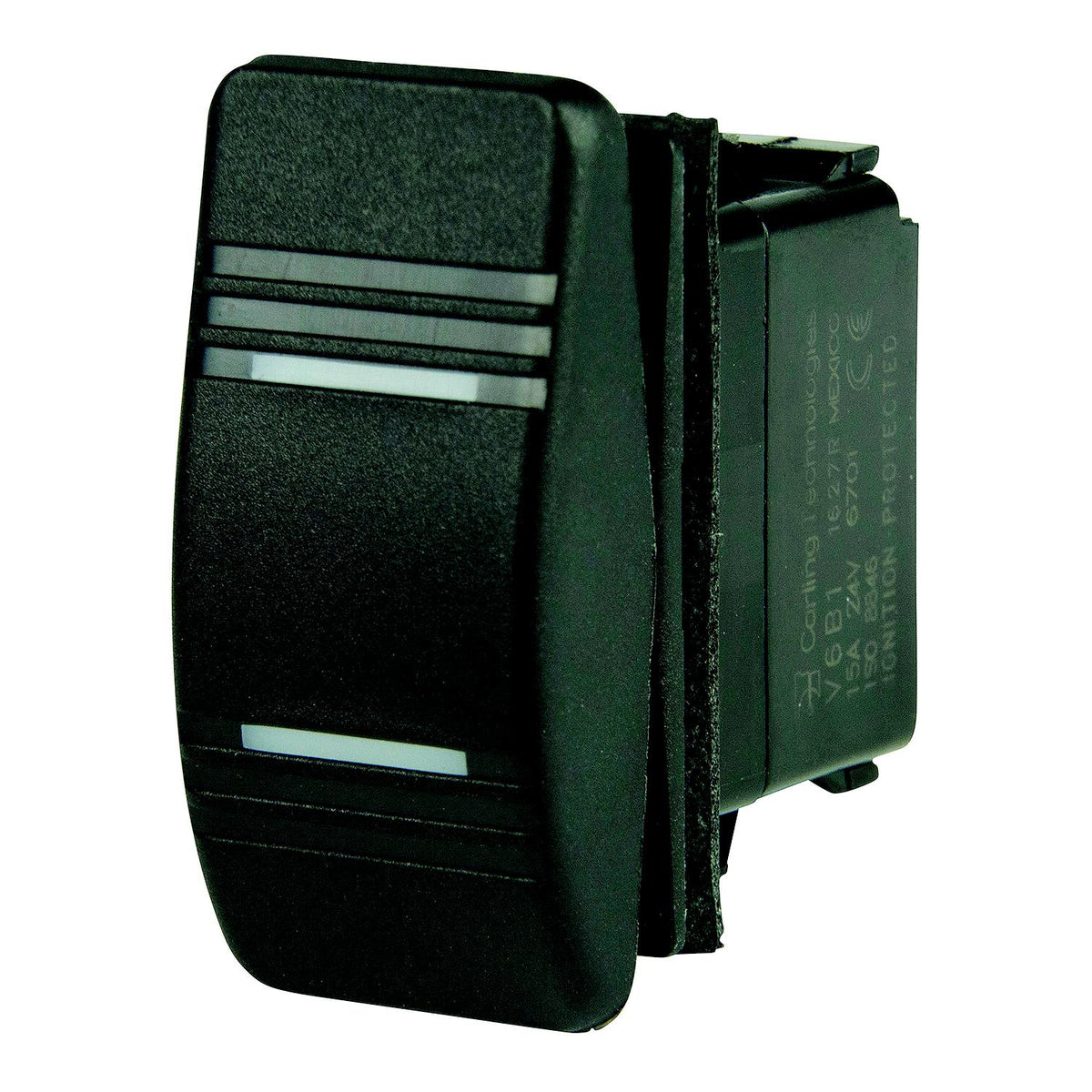 BEP 1001803 Weather Resistant Contura Rocker Switch, On/Off/On, SPDT, 1/4" Blade Terminals, Illuminated Amber (2 Positions)