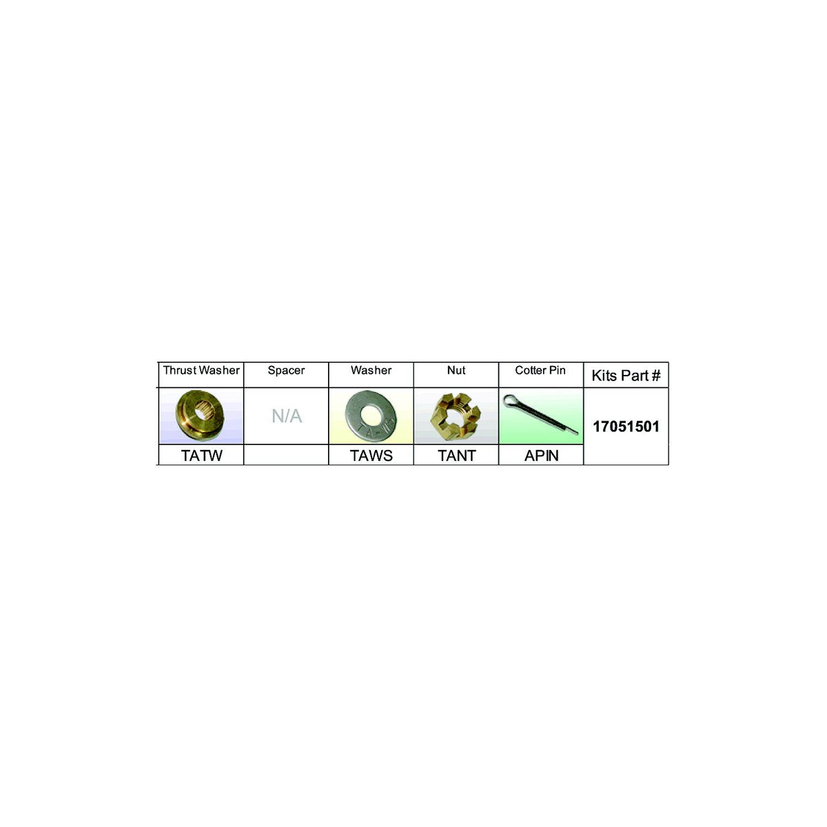 Solas 17051501 Fixed Hub Prop Hardware Kit - Nissan/Tohatsu, Type A