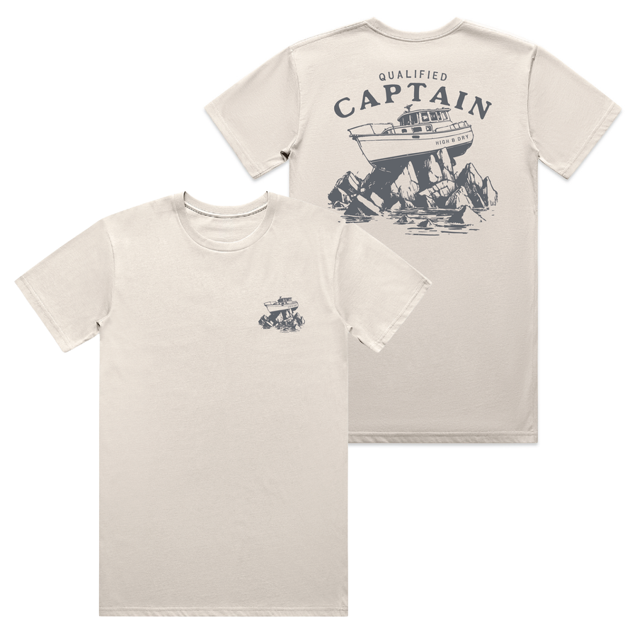 Qualified Captain On Rocks Bone T-Shirt