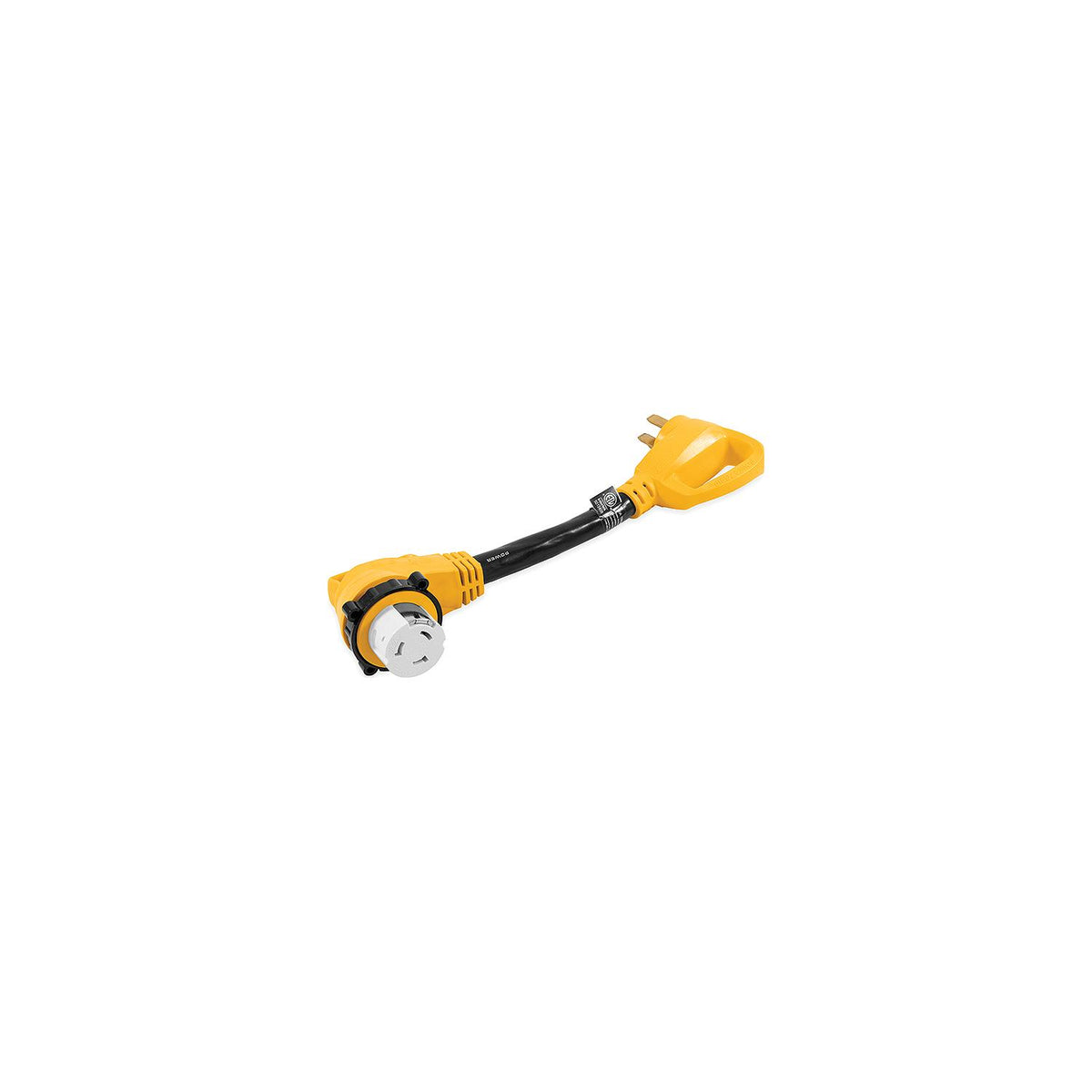 Camco 55562 90 Powergrip Locking Adapter, 18", 50A Female Locking / 50A Male Std