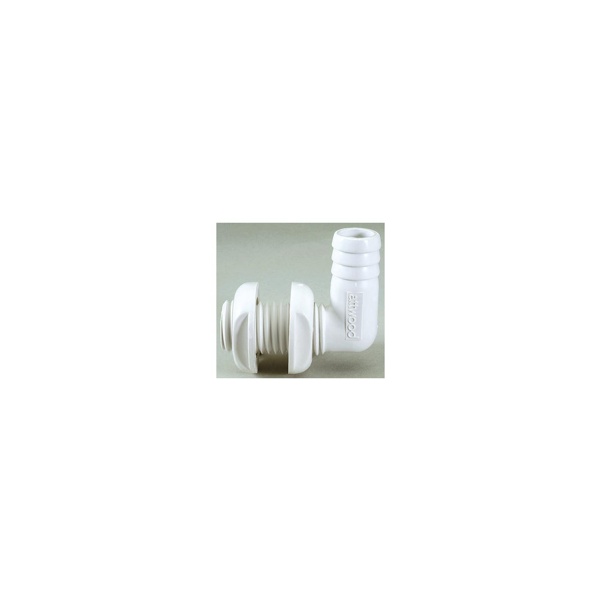 Attwood Thru Hull Connector For Hose, White, 90 Degree - 3/4"
