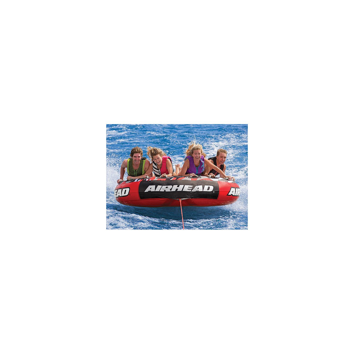 Airhead AHT42MSL Inflatable 4 Person Red Mega Slice  Deck Tube