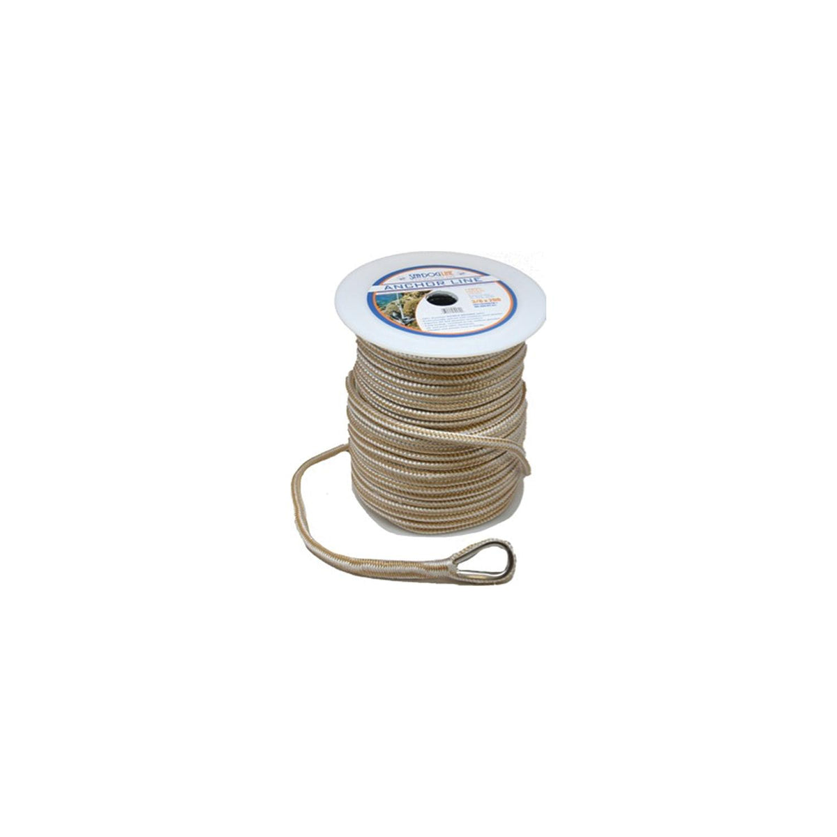 Sea Dog Premium Double Braided Nylon Anchor Line Gold/White, 1/2"  300'