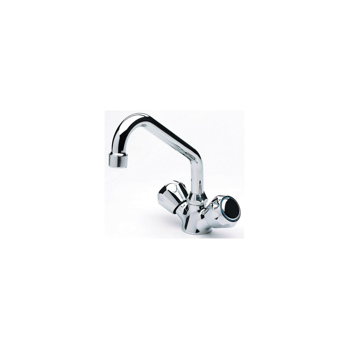 Scandvik 10422 Chrome Plated Brass Galley Mixer Faucet With Swivel Spout, Standard Knob