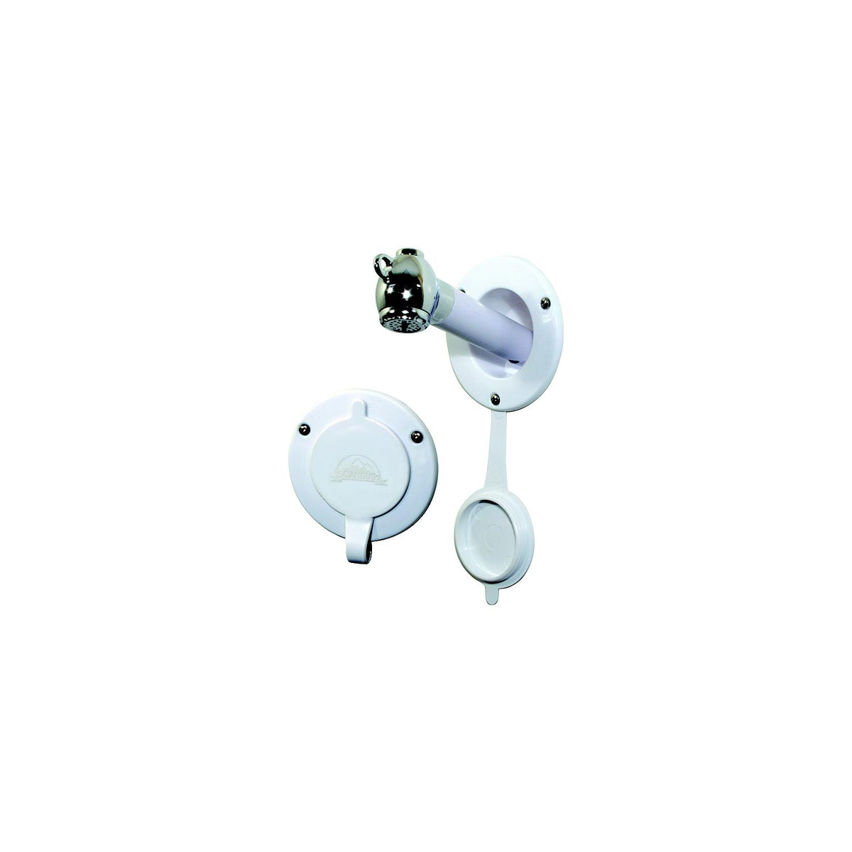 Scandvik 10750 Recessed Transom Shower For Vertical Installation With 6' White Nylon Hose
