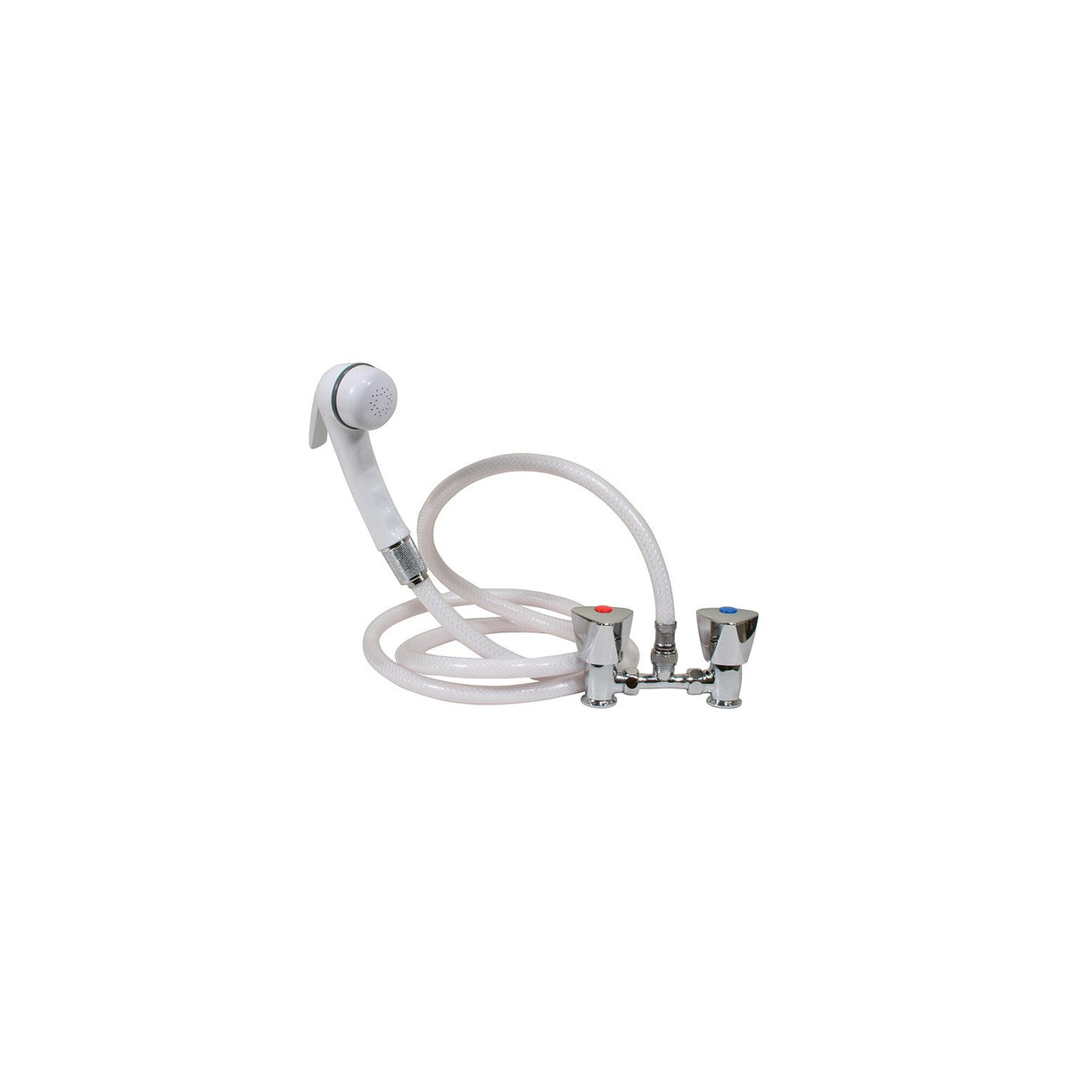 Scandvik Euro Shower Kit,  White Sprayer With White Hose and Triangle Knobs