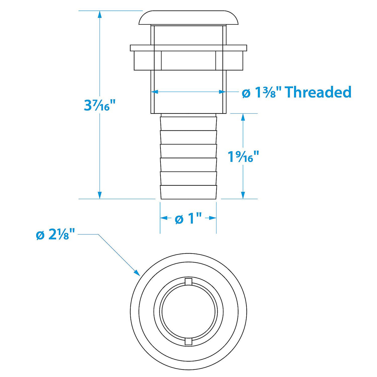 Seachoice Plastic Thru-Hull With Broad Flange