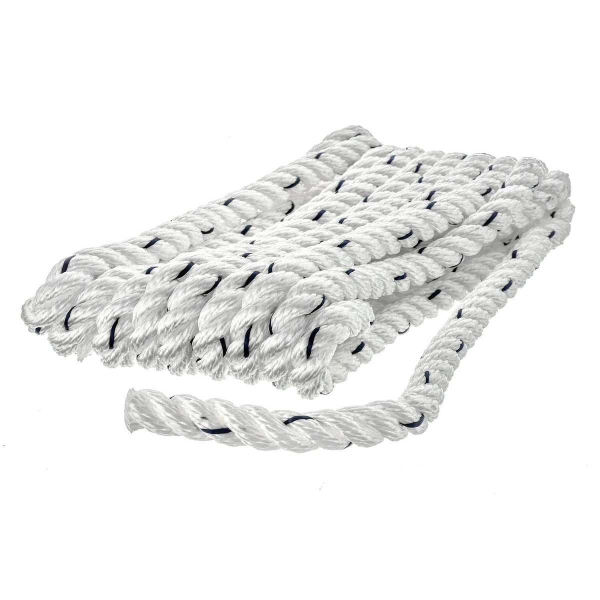 Seachoice Premium 3 Strand Twisted Nylon Dock Line - White With Blue Tracer