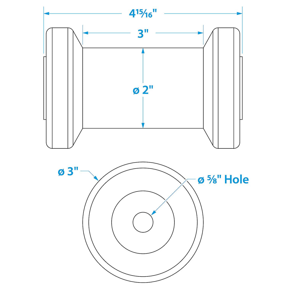 Seachoice Non-Marking TP Yellow Rubber Spool Roller