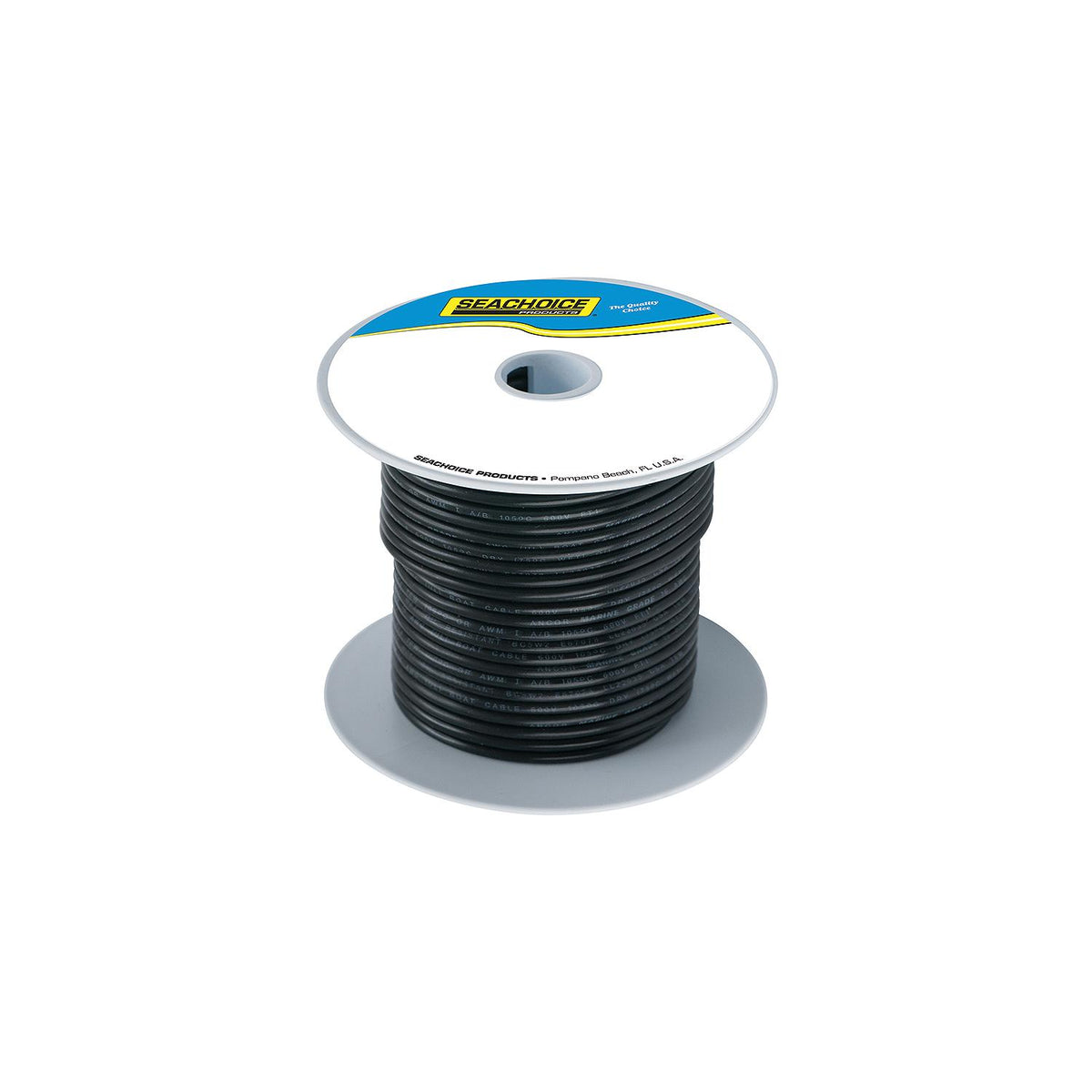 Seachoice 63027 Tinned Copper Marine Wire, 4 AWG, Black, 50'