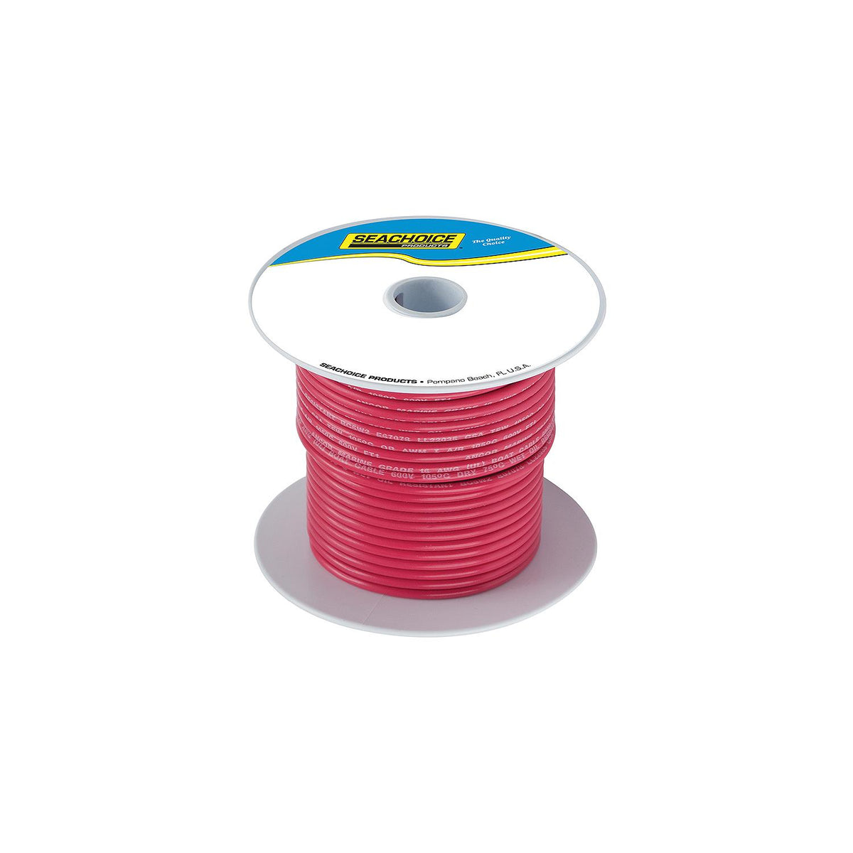 Seachoice 63126 Tinned Copper Marine Wire, 16 AWG, Red, 250'