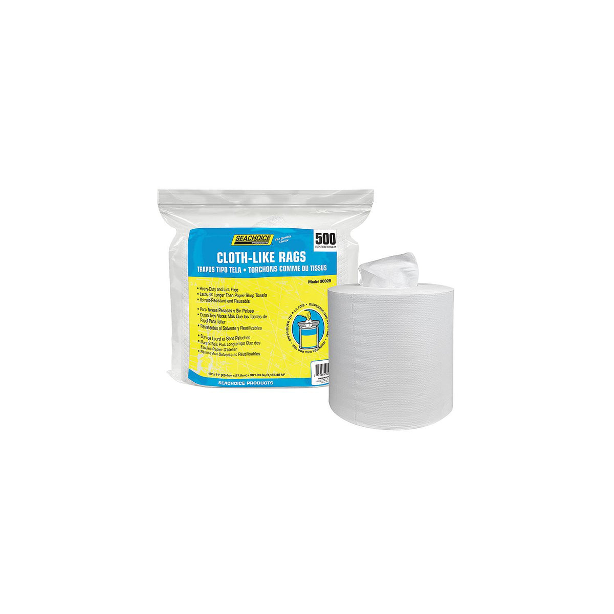 Seachoice 90029 Cloth-Like Rags, 500-ct. Box