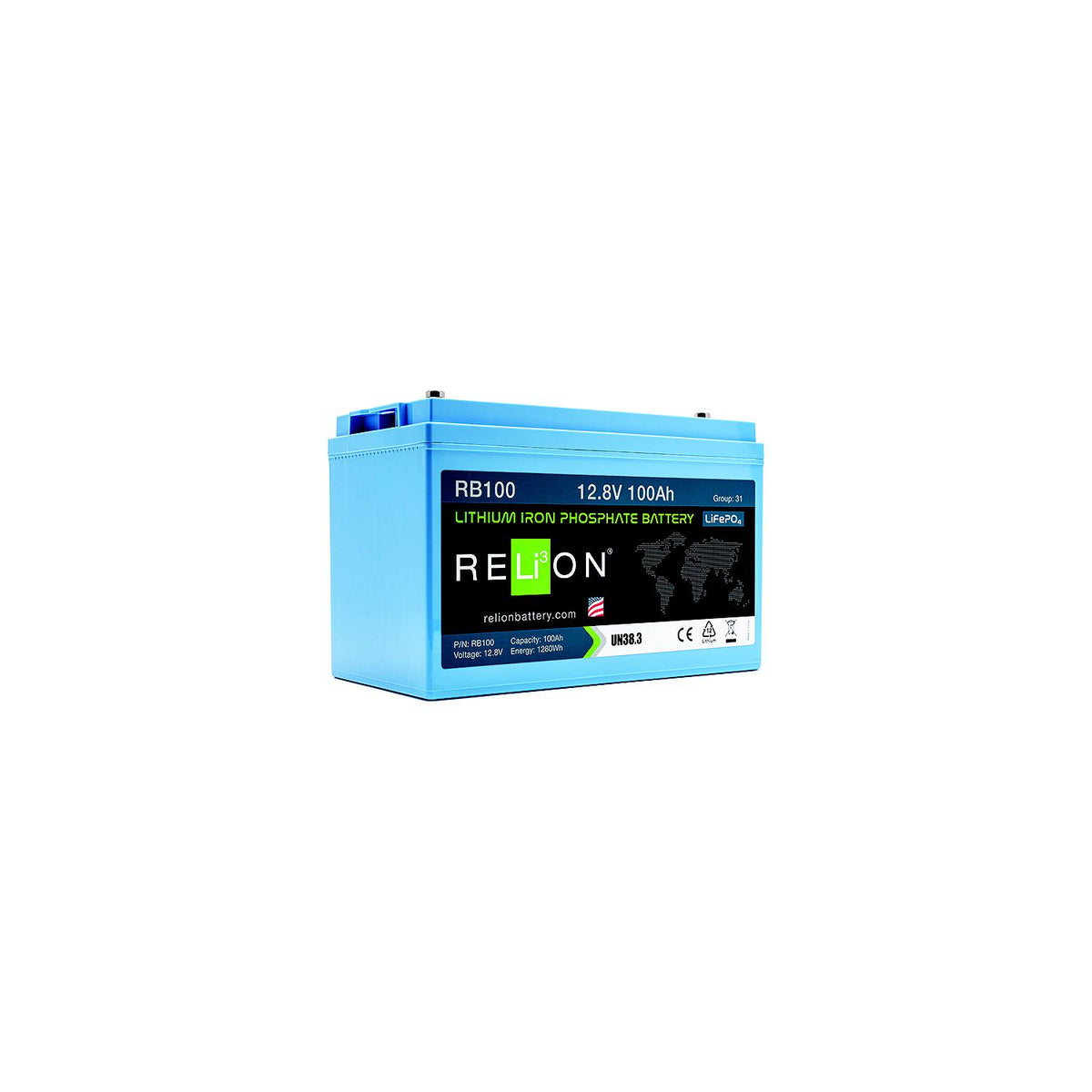 RELiON RB100 LiFePO4 Lithium Iron Phosphate 12V Battery, Group 31