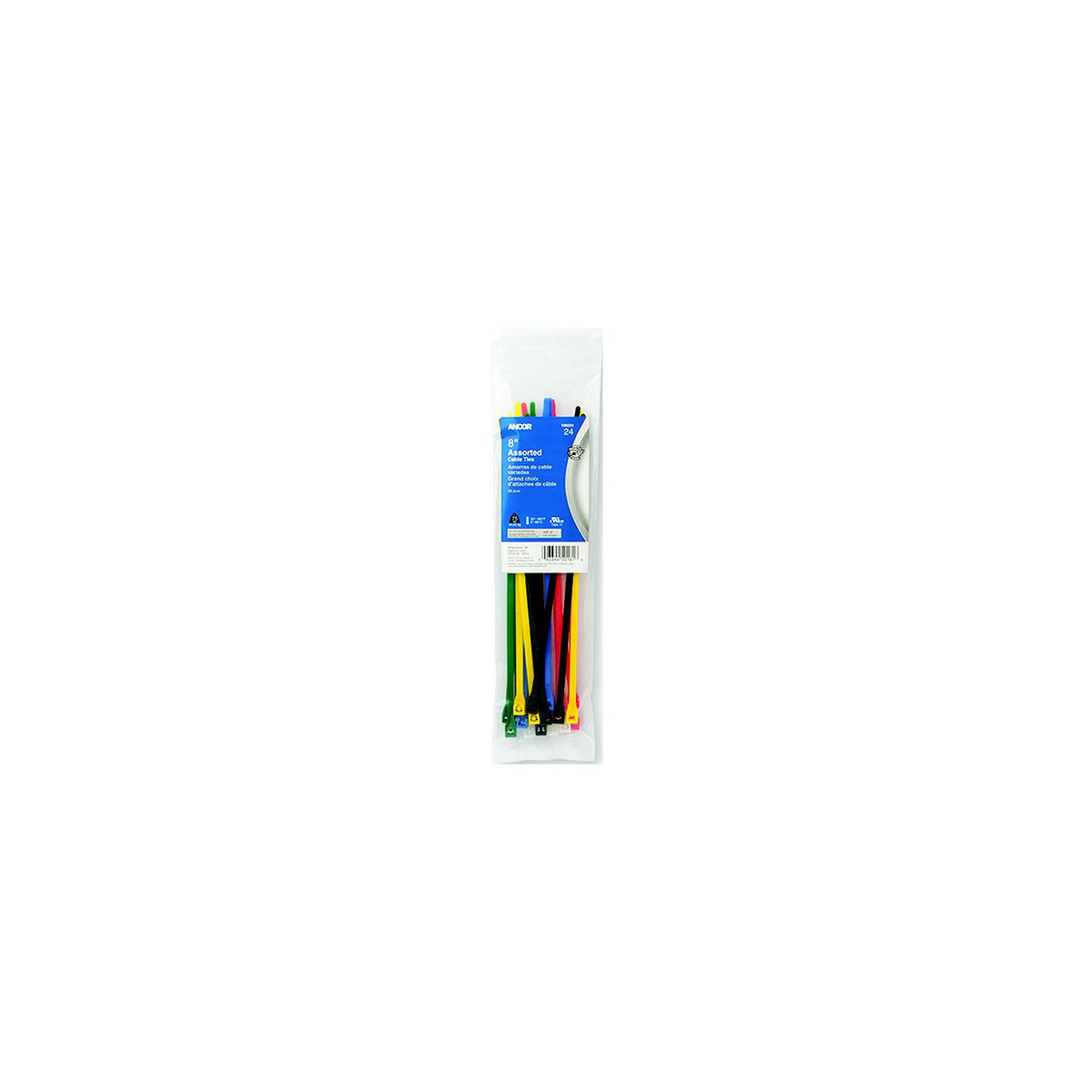 Cable Tie 8" Assorted 24Pc