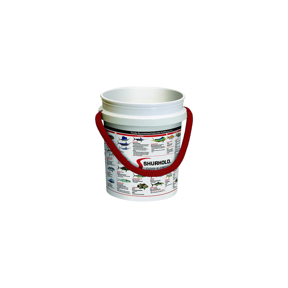 Shurhold 2451FFR  Rope Handle Bucket, 5 Gal., White w/Florida Fishing Regulations Graphics