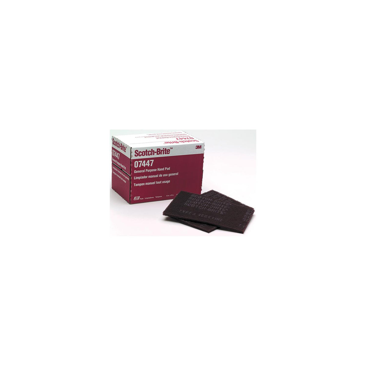 3M 04029 Scotch Brite Hand Pads, General, Maroon, 20/Box