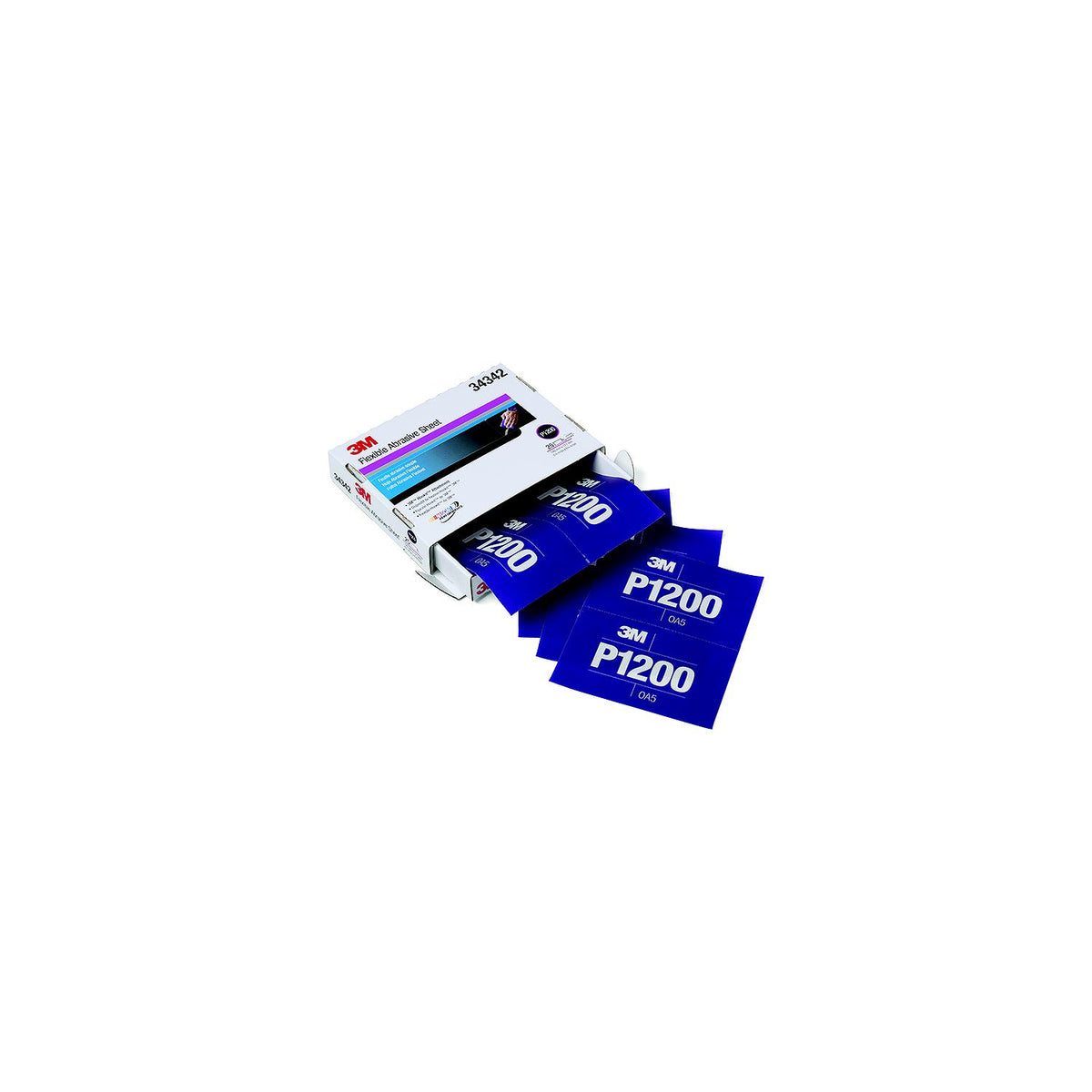 3M Hookit  Flexible Abrasive Hand Sheet, P1200, 25/pk