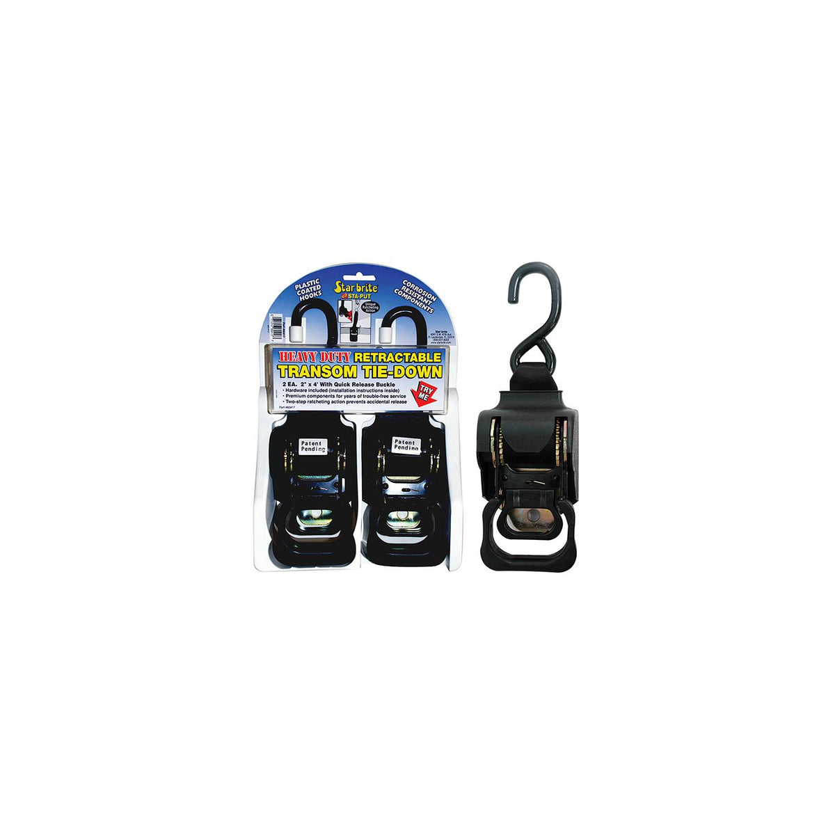 Sta-Put 60428 2" Heavy Duty Retractable Tie Downs (2 Per Pack)