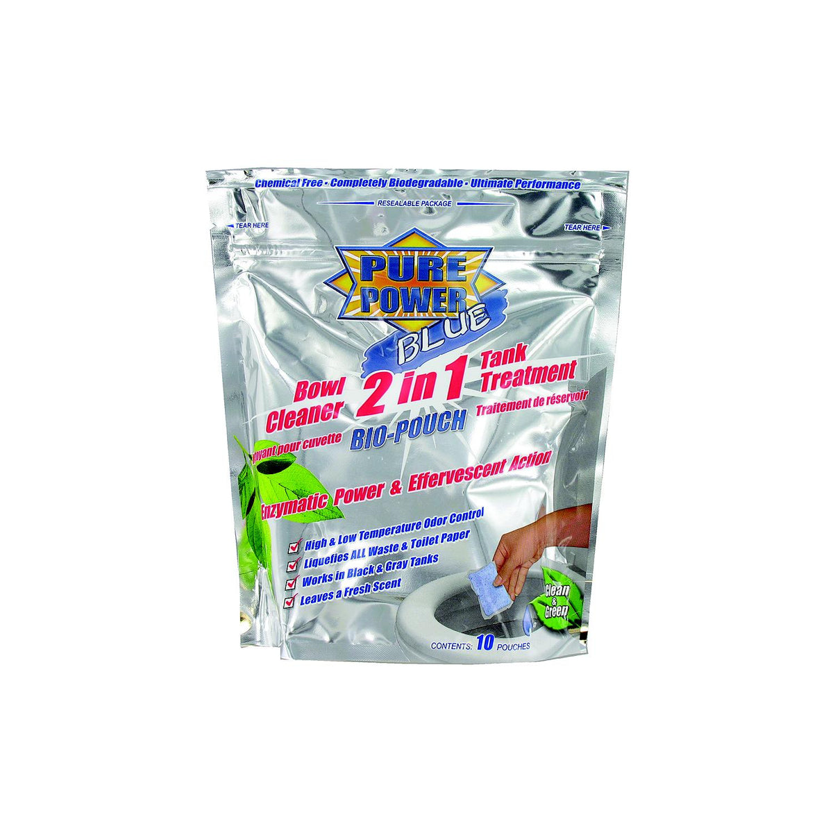 Valterra V23020 Pure Power  Blue Bio-Pouch 2-In-1 Bowl Cleaner & Tank Treatment, 12/pk