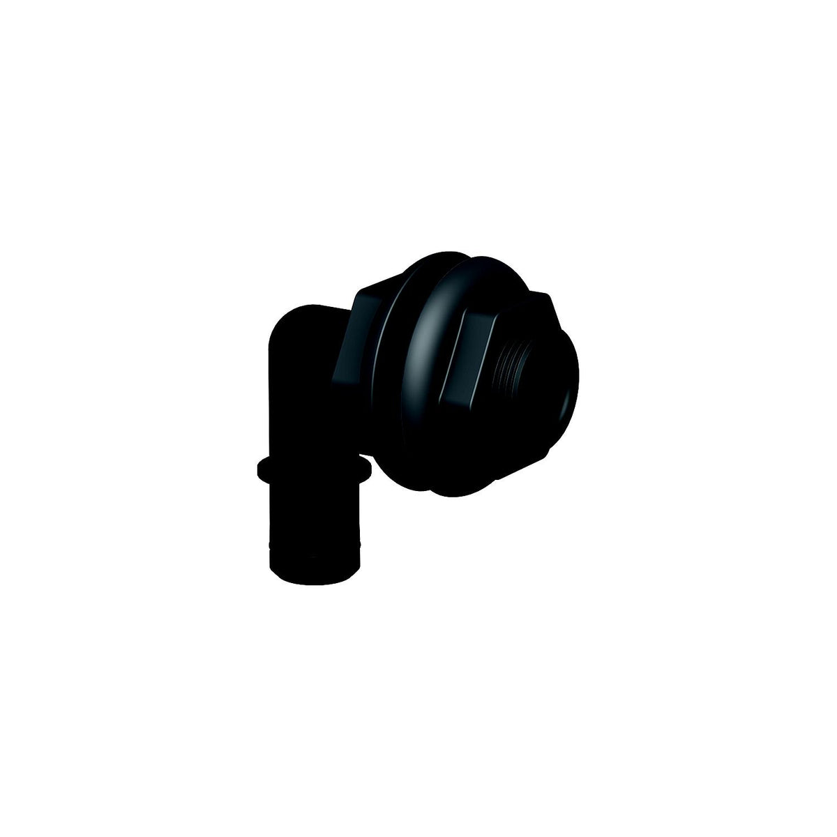Flow-Rite MA007QLB Qwik-Lok Thru-Hull Fitting, 3/4", Black, Elbow Double Nut